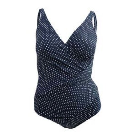 Miraclesuit Oceanus Pin Dot One Piece Swimsuit NWT size 12 - Picture 1 of 3